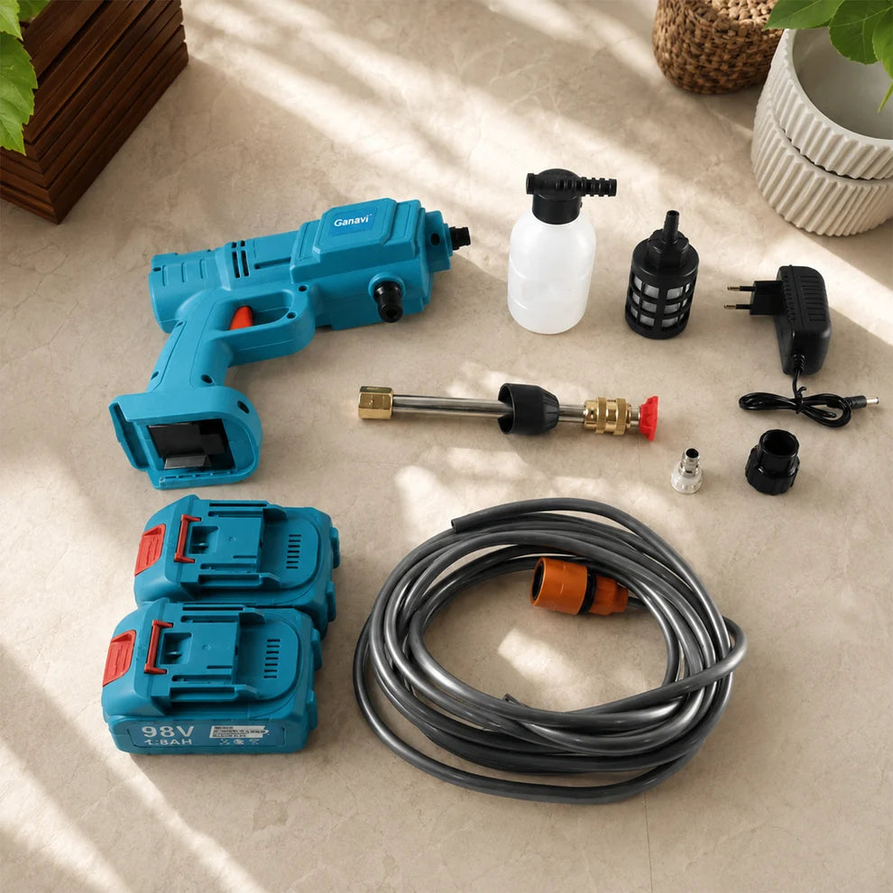 98V High Pressure Wireless Car Washer Kit with Battery and Accessories
