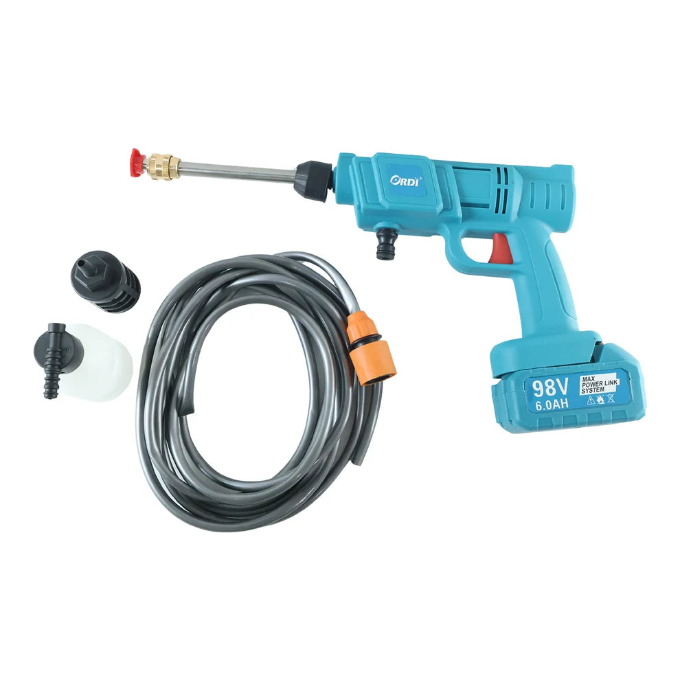 98V High Pressure Wireless Car Washer Kit with Battery and Accessories