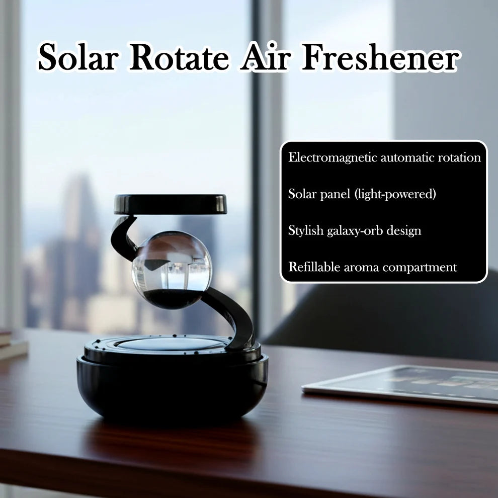 Solar-Powered Car Air Freshener – Rotating Galaxy Orb Design