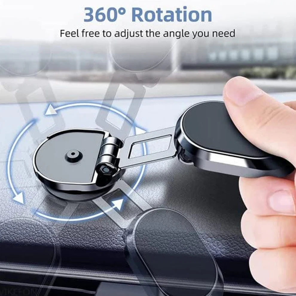 Magnetic Car Phone Holder – 360° Rotating Metal Mount