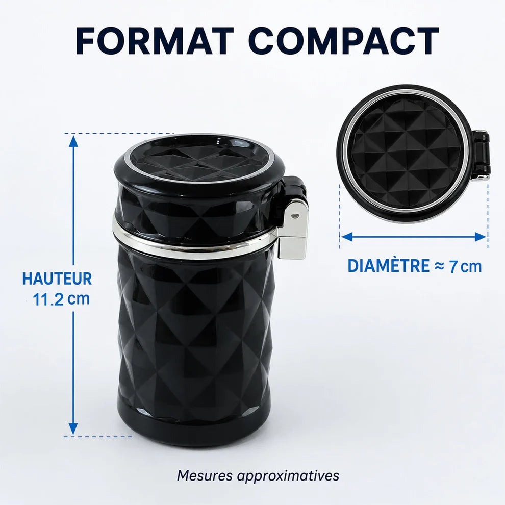 Car Cupholder Ashtray – LED Light, Lid & Portable Bin